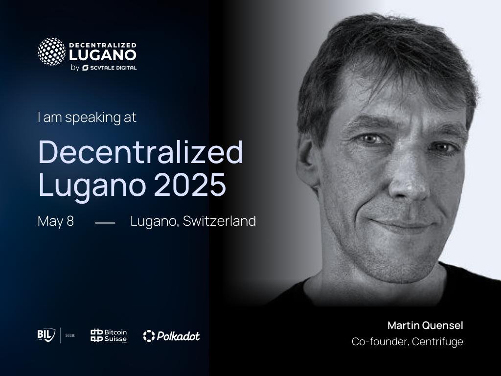 Catch our Co-founder @mr_optimax this Thursday at @decentrallugano in  Lugano, Switzerland! Martin will join the panel “New Frontiers of Finance:  DeFi, Tokenized Assets & Institutional Adoption” to share his perspective  on how