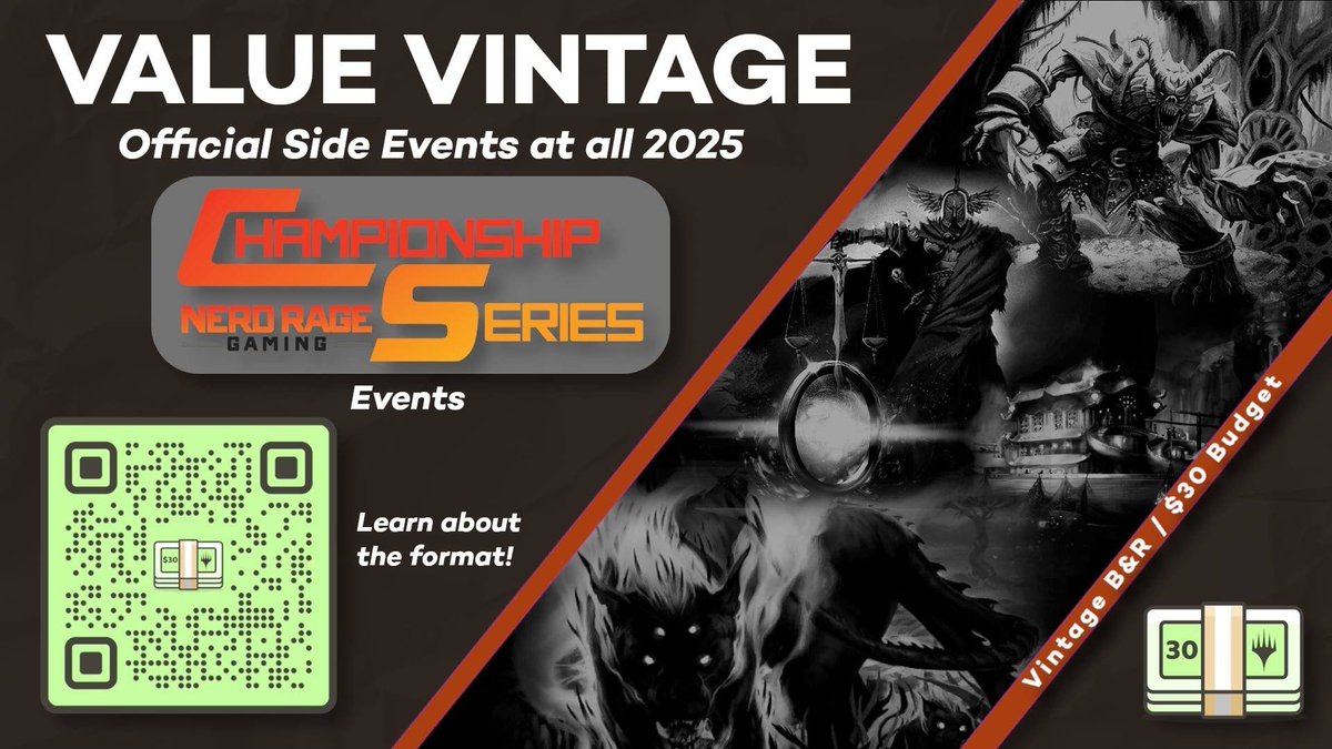 We'll have EVEN MORE VALUE at #NRGCHI!!

It's <a href="/30DollarMTG/">Value Vintage MTG</a> at the Sides Stage!   Vintage power without the price-tag! Visit them all weekend long for pick-up games, borrow a deck, and play their events!   

Registration in Replies!