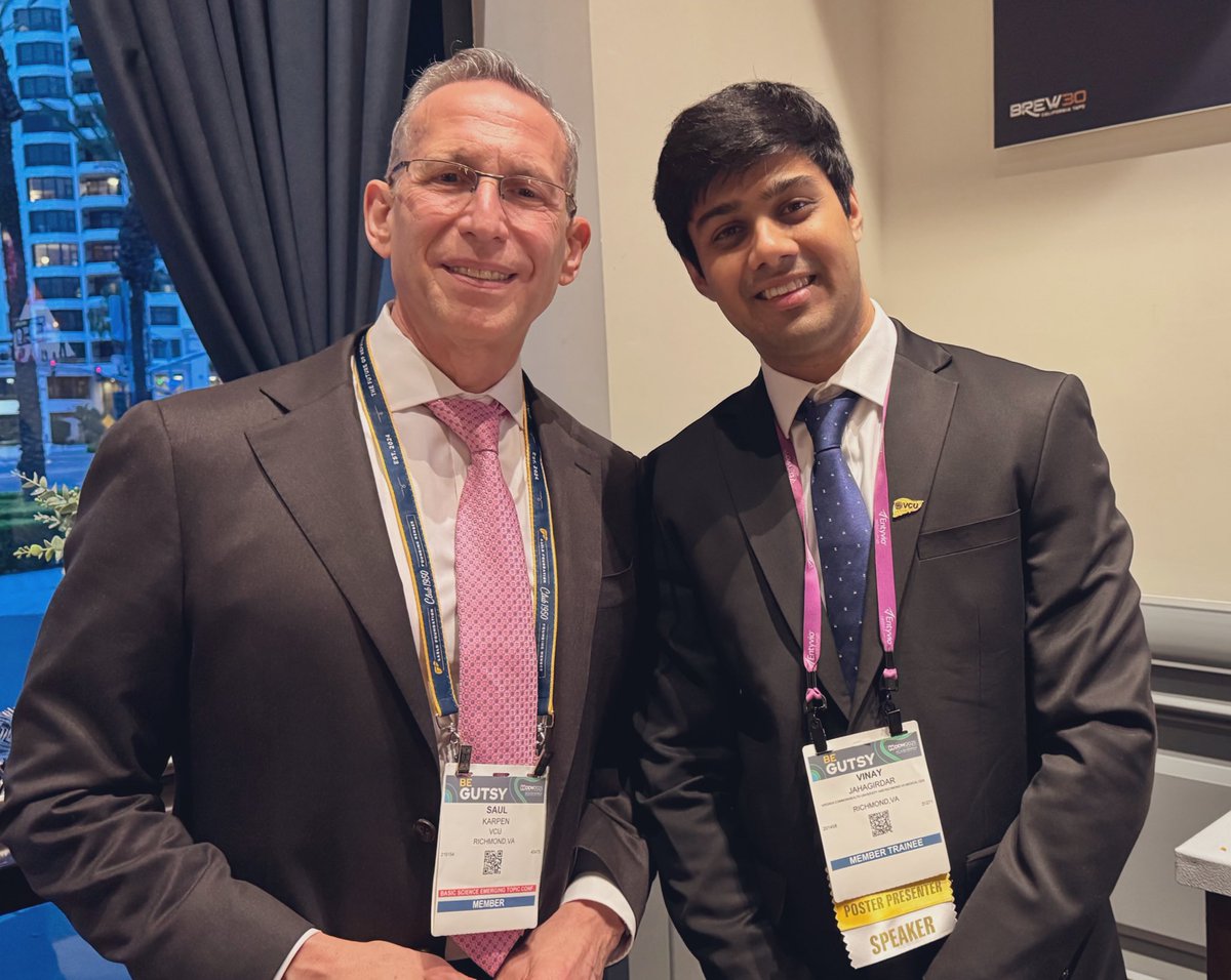 Vinay Jahagirdar (@vinayjaha) on Twitter photo Our <a href="/VCU_Liver/">VCU Stravitz-Sanyal Institute for Liver Disease</a> Chief Scientific Officer, and <a href="/AASLDPresident/">AASLD President</a> elect, <a href="/saulkarpen/">Saul Karpen</a> received the prestigious AGA Research Mentor Award <a href="/DDWMeeting/">Digestive Disease Week</a> ๐
Congratulations Dr Karpen! Our <a href="/VCU_Liver/">VCU Stravitz-Sanyal Institute for Liver Disease</a> Chief Scientific Officer, and <a href="/AASLDPresident/">AASLD President</a> elect, <a href="/saulkarpen/">Saul Karpen</a> received the prestigious AGA Research Mentor Award <a href="/DDWMeeting/">Digestive Disease Week</a> ๐
Congratulations Dr Karpen!