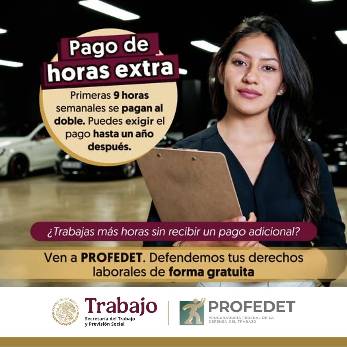 📣¡Persona trabajadora!
💰💰Las horas extra se pagan al doble.
🤨Si no te las pagan.
😀Acércate, en #PROFEDETSÍ te asesoramos.
☎️800.717.29.42 y 800.911.78.77