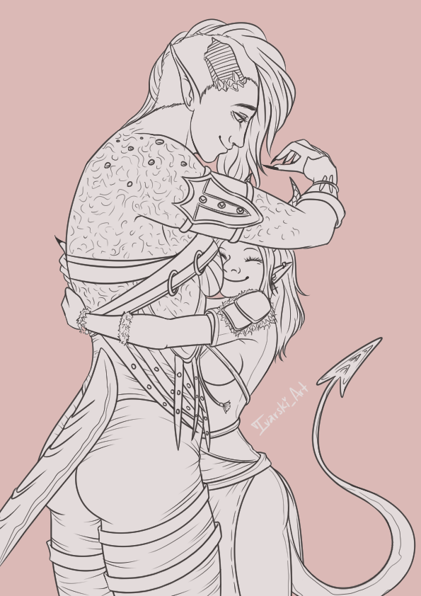 "Hey solider! I'm back."  

Karlach and Morgan, Baldur's Gate 3.  

#fanart #BaldursGate3 #BG3 #baldursgate3fanart #karlach