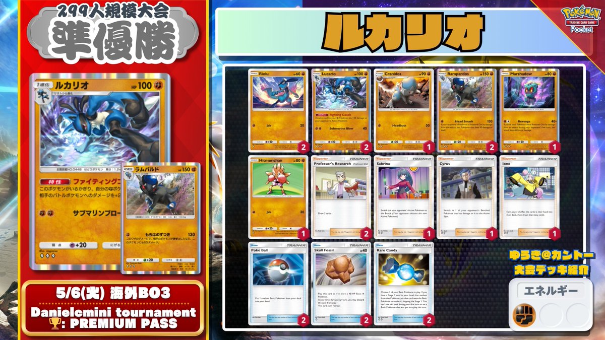 🌏 #ポケポケ 大会結果 🌏 ラムパ採用の闘デッキ上位独占！優勝は