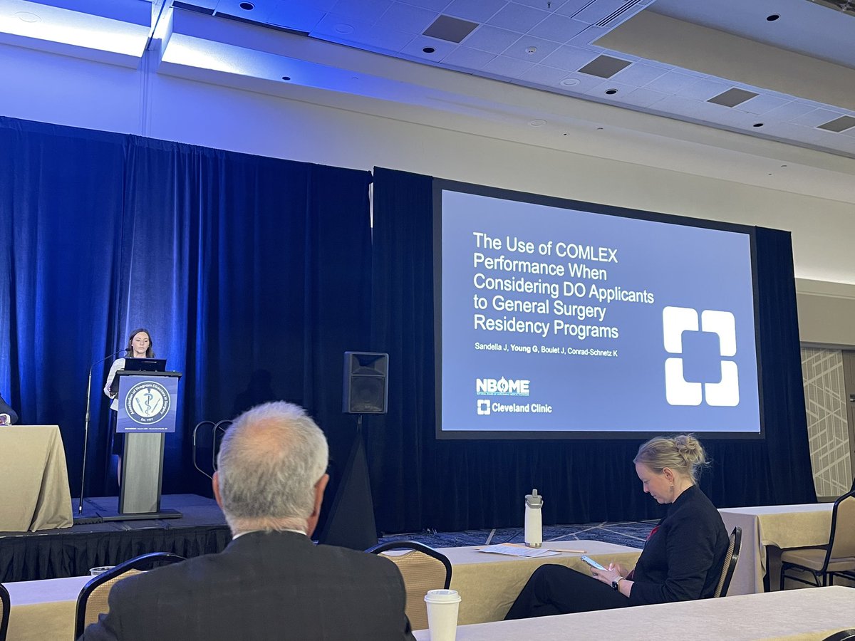 <a href="/GraceYoungDO/">Grace Young</a> presenting a clear analysis demonstrating correlation of COMLEX with QE performance and rightfully encourages the audience to consider if there is any benefit to  having DO General surgery applicants take USMLE exams purely for application purposes 🤓 #APDS2025