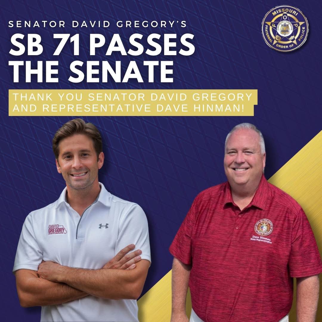 Congrats on a historic measure for first responders in the State of Missouri. This is leadership that will make a difference to recruit and retain first responders. Thank you! <a href="/DavidGregoryMO/">David Gregory</a> and <a href="/MissouriFOP/">Missouri FOP</a> <a href="/SLCPA_FOP/">St Louis County Police Association</a> - Now on to the Governors Desk <a href="/GovMikeKehoe/">Governor Mike Kehoe</a>