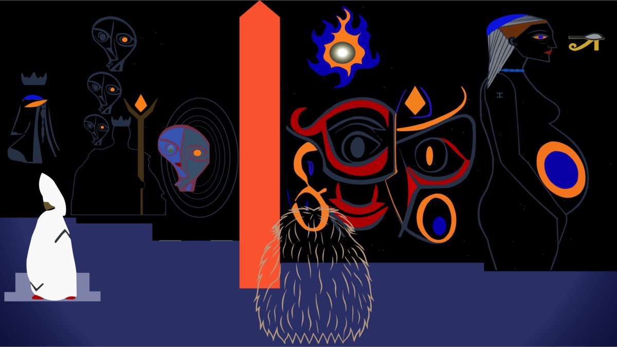 VidensNFT's tweet image. The Videns painting as a NFT, we clearly see Bigfoot in front of the remains of the lost temple telling the story of the prophecy
and we can see 🖤 ​​A Pope of African descent, in solemn prayer, embodies allegiance and welcomes the Messiah King #NFTCollection #memcoin #Web3