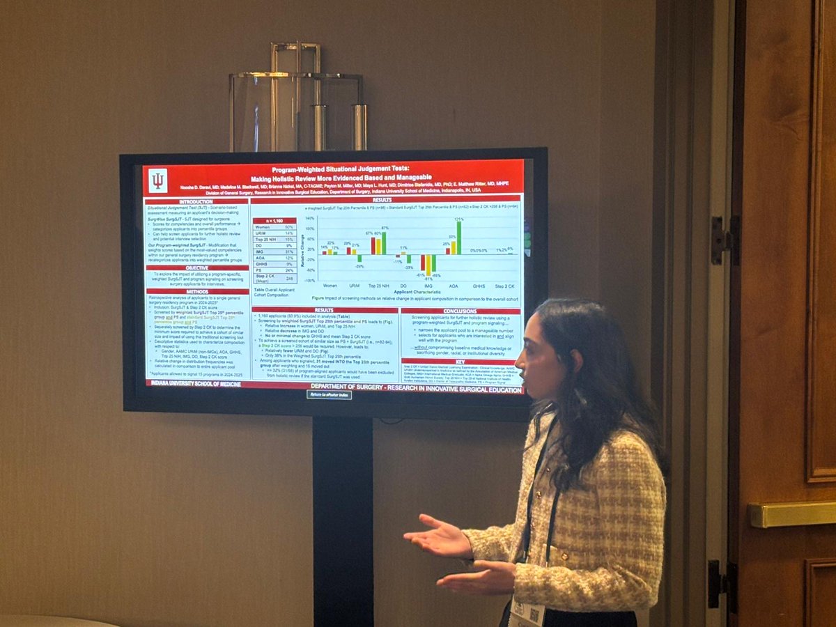 Collaboration of Surgical Education Fellows (@surgedfellows) on Twitter photo From setting cut‑scores for a foundational oral exam to piloting program‑weighted situational judgement tests, <a href="/n_deravi/">Noosha Deravi, MD</a> is turning competency‑based assessment and holistic review into data‑driven reality! #SEW2025 From setting cut‑scores for a foundational oral exam to piloting program‑weighted situational judgement tests, <a href="/n_deravi/">Noosha Deravi, MD</a> is turning competency‑based assessment and holistic review into data‑driven reality! #SEW2025