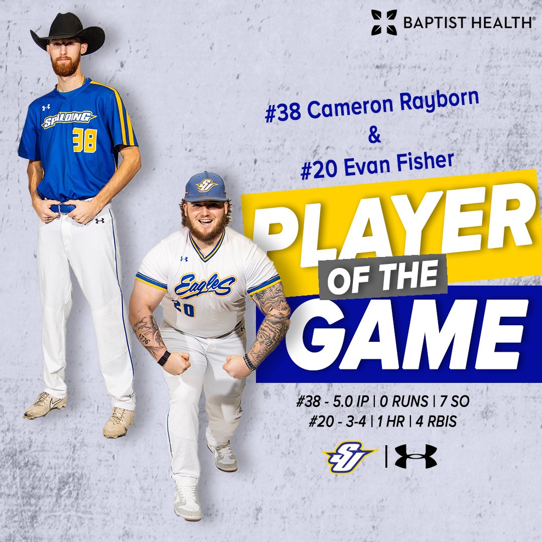 BSB | Missouri here we come!

Cameron Rayborn and Evan Fisher are today's Players of the Game! Rayborn pitched five innings, gave up zero runs, and had seven strikeouts.

#SU502 | #OneSpalding