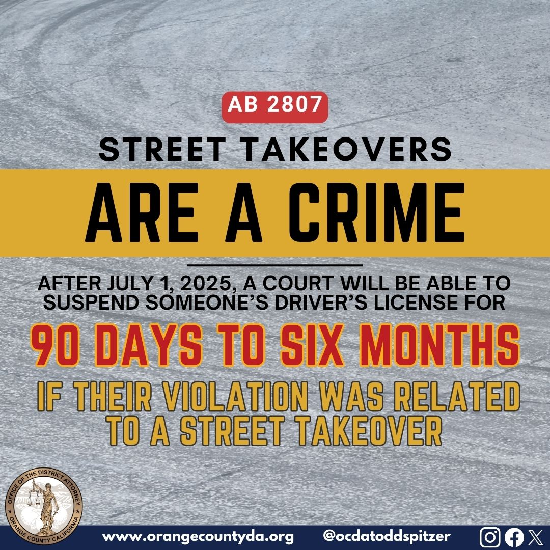 Car meets. Sideshows. Street parties. Street takeovers may go by many names but, no matter what you call them, they are a CRIME. If you perform reckless stunts and disrupt traffic flow, you endanger not only yourself, but your whole neighborhood. There are safe and responsible
