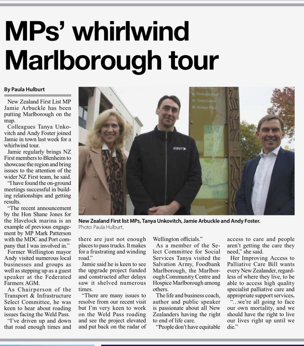 With my NZ First colleagues Jamie Arbuckle and Andy Foster in Marlborough last week.