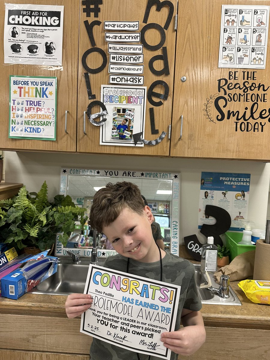 If you have ever had the opportunity to work with this Role Model, you would know that he is an “out of the box” thinker, corrects his teacher when she makes a mistake and overall is a brilliant, hard worker! Our class would not be the same without him!!  🏆