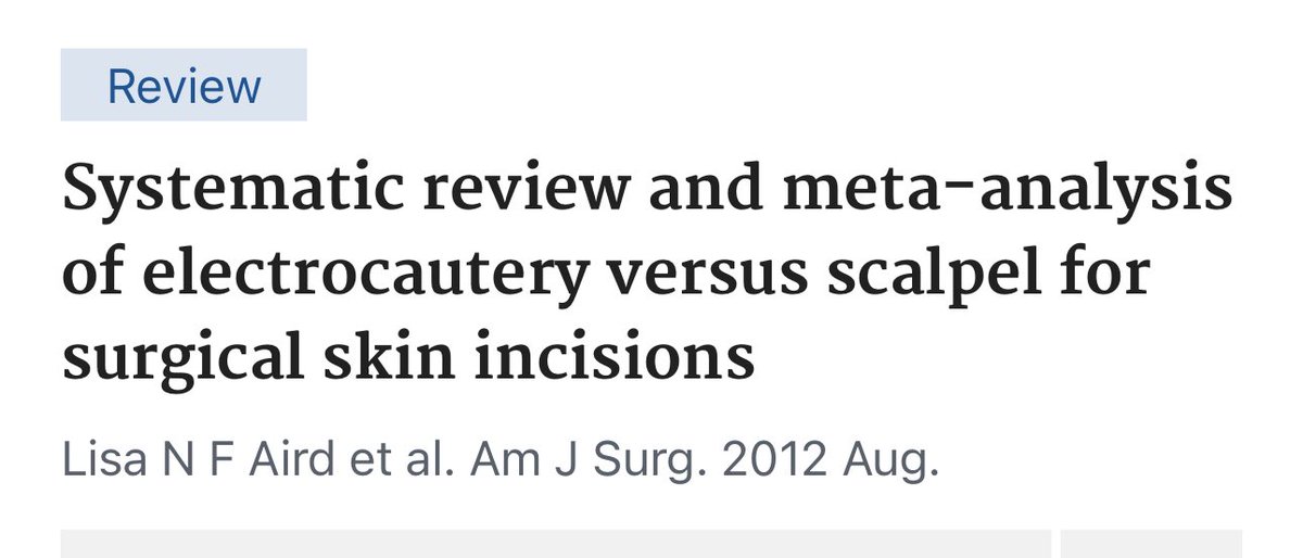 <a href="/rbarbosa91/">Ron Barbosa MD FACS</a> <a href="/Alalshawi/">Ali Basil Alshawi, MD</a> It’s been over 10 years since I have used scalpel on skin incisions.

Electrocautery on skin is evidence based