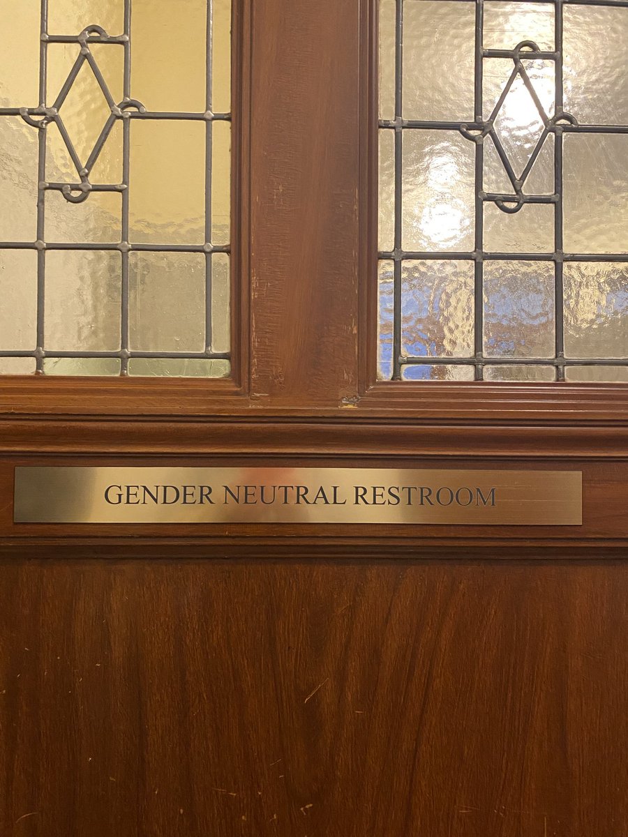 A “gender neutral” bathroom in the Legislature but not a single woman will go into because we know that it’s really the men’s room.