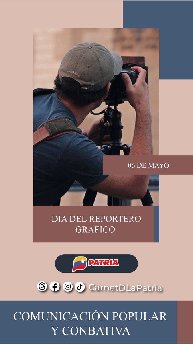 #6May Día del Reportero Gráfico.
Comunicación Popular y Combativa, el #SistemaPatria felicita a las y los Reporteros Gráficos de Venezuela.