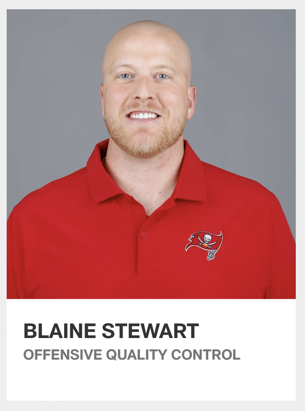 Bucs have added former West Virginia assistant Blaine Stewart to the coaches page on the team site as an offensive quality control coach.