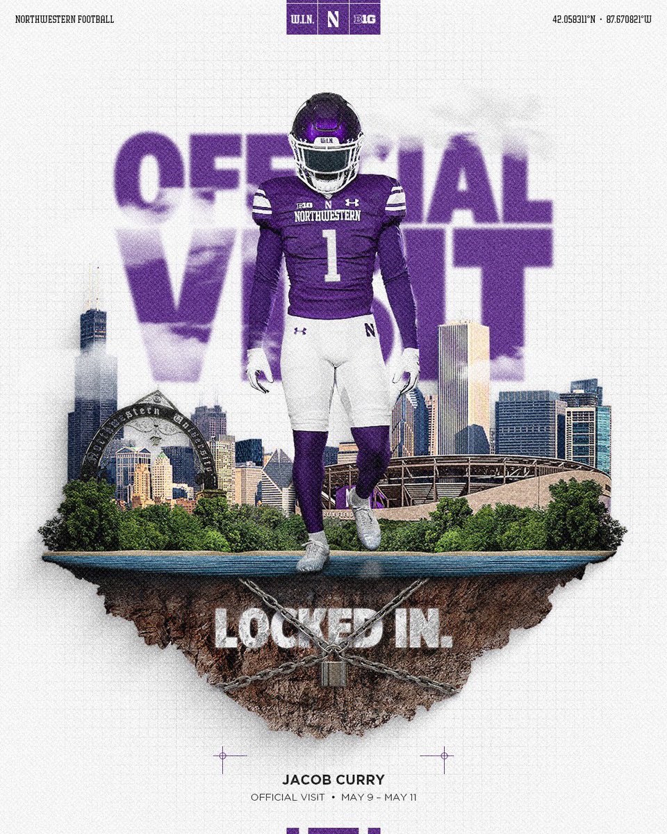 Jacob Curry (@jacobc2026) on Twitter photo Looking forward to being at Northwestern May 9-11 for an OV! 🔐<a href="/NUFBFamily/">Northwestern Football</a> <a href="/Coach_McGarigle/">Tim McGarigle</a> <a href="/CoachDrafts/">Collin Drafts</a> <a href="/CoachRGarth/">Coach G</a> Looking forward to being at Northwestern May 9-11 for an OV! 🔐<a href="/NUFBFamily/">Northwestern Football</a> <a href="/Coach_McGarigle/">Tim McGarigle</a> <a href="/CoachDrafts/">Collin Drafts</a> <a href="/CoachRGarth/">Coach G</a>