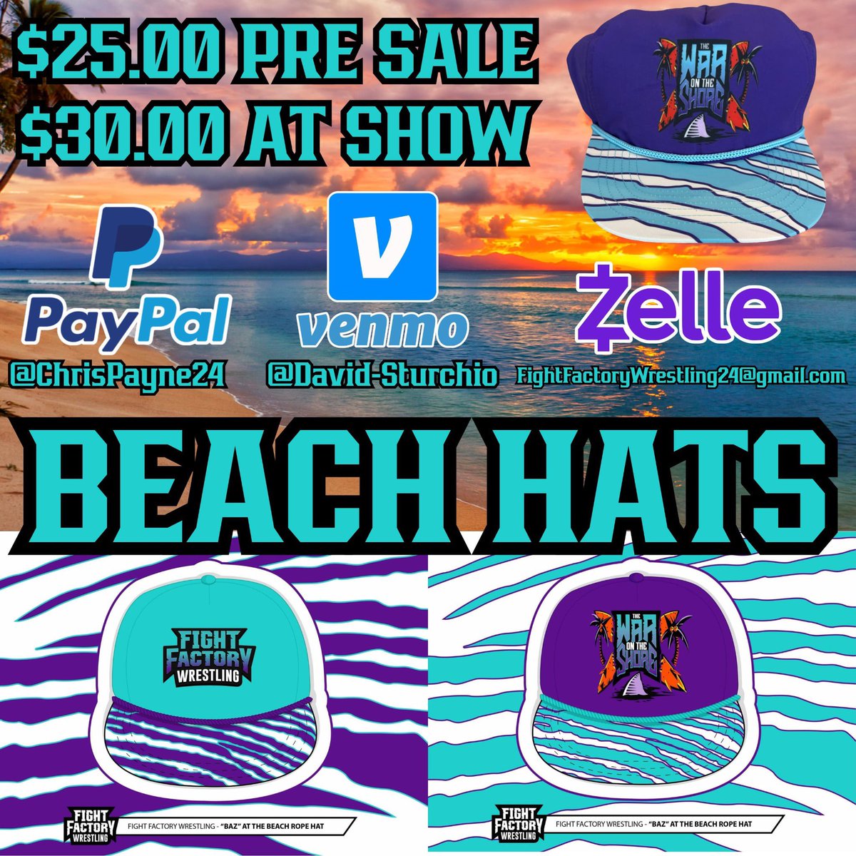 Chris Payne (@houseofpayne_24) on Twitter photo July 15th is just around the corner!!!
Grab one of our Zubaz inspired Beach Hats!!!
🚨Pre-Order and pick it up at our merch stand or pick one up on Show Day!!!
Supplies will be limited!!! We had <a href="/JANELABABY/">“The Bad Boy” Joey Janela</a> in mind making these, lol
#wrestling #beach #jerseyshore July 15th is just around the corner!!!
Grab one of our Zubaz inspired Beach Hats!!!
🚨Pre-Order and pick it up at our merch stand or pick one up on Show Day!!!
Supplies will be limited!!! We had <a href="/JANELABABY/">“The Bad Boy” Joey Janela</a> in mind making these, lol
#wrestling #beach #jerseyshore