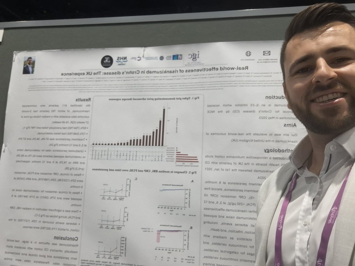 Alex Elford (@alexelford3) on Twitter photo Very thankful and proud to get a poster poster of distinction at #DDW2025 for my UC advanced therapy prescriptions and coelctomy data over 20 years in Lothian.
Thanks to all my co authors, especially <a href="/IBDNathan/">Nathan Constantine-Cooke</a> for your statistical brilliance and <a href="/charlie_lees/">Charlie Lees</a> for your mentoring Very thankful and proud to get a poster poster of distinction at #DDW2025 for my UC advanced therapy prescriptions and coelctomy data over 20 years in Lothian.
Thanks to all my co authors, especially <a href="/IBDNathan/">Nathan Constantine-Cooke</a> for your statistical brilliance and <a href="/charlie_lees/">Charlie Lees</a> for your mentoring