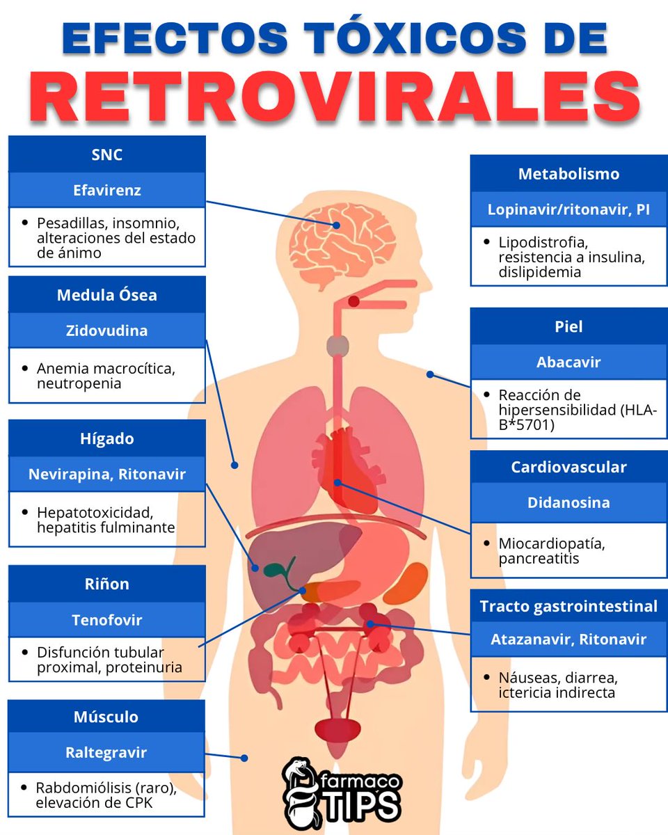 EFECTOS TÓXICOS de ANTIRETROVIRALES: