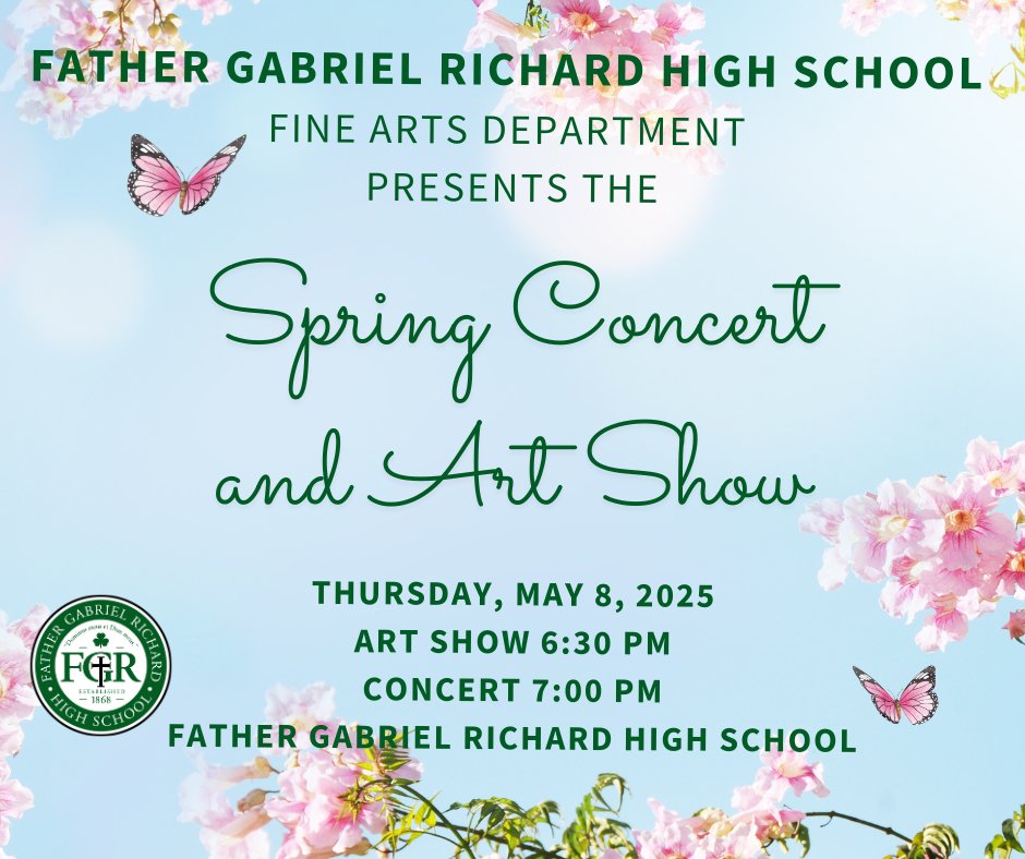 Join us this Thursday evening! Band, Choir, and Madrigals will perform while student and alumni artwork is displayed. 

It is an evening to celebrate creativity at FGR! 🎉 

Don't miss it!