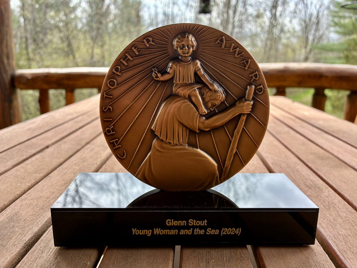 Received my Christopher Award today for writing the book that inspired the film of the same name, Young Woman and the Sea