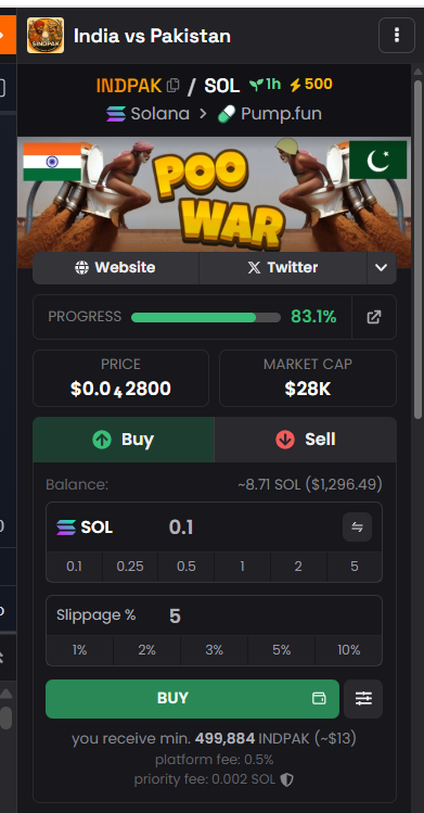 India vs Pakistan Memecoin - Be early! x500 Boost

CA: 3SGdPxhtczbU3jeZSiP6FMjyk4gm7sq61qiPyJMDpump