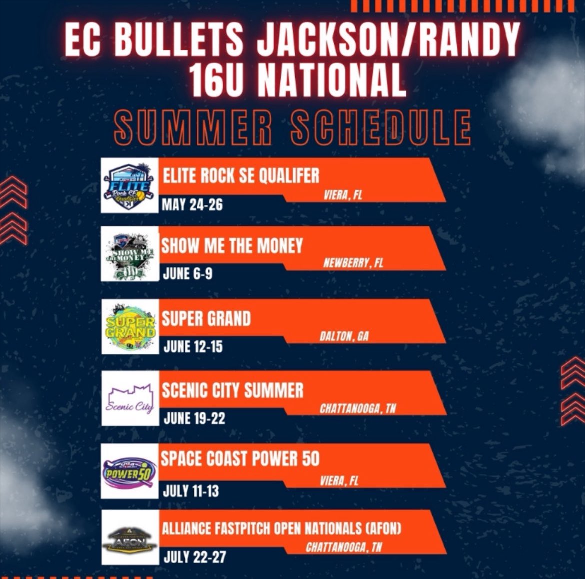 High-school season is coming to a close soon. Which means summer is ramping up. I'm so excited to travel to all these tournament and showcase my talents through out the season. I would love for you to come watch me play this season.