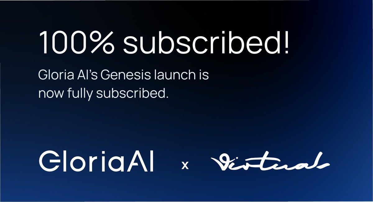 web3master1's tweet image. $Gloria @virtuals_io  Genesis 启动评级 🌟🌟🌟 

DD：AI 驱动新闻数据平台，代币模型合理，团队背景强，社区反馈积极。性价比高于 $RWAI，值得关注。

5月6日上线，今天已经打满，DYOR！