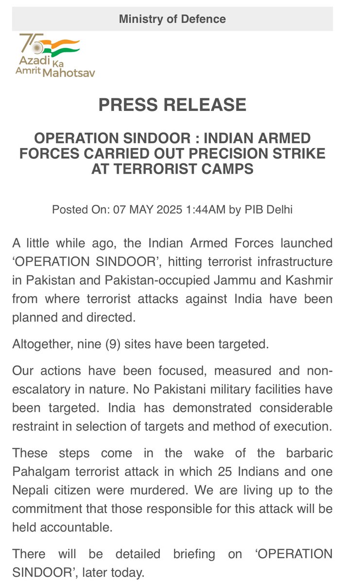 India responds to the terrorist attacks in Kashmir. Precision strikes against terrorist infrastructure 🔥

India of today will not tolerate terrorism ‼️

Jai Hind 🇮🇳