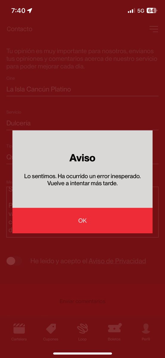FaustoBanuelos's tweet photo. Entro a su app a poner la queja. A buscar regalarles un poco de la visión de su cliente usuario. Pienso que puede ser útil. Y ¿qué creen? Lleno todo el formulario y aparece esto (lo intenté varias veces): https://t.co/YXqkKbSU03