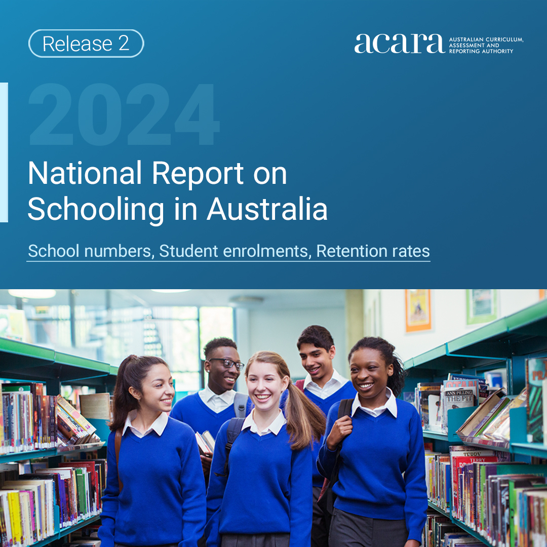 ACARA has today published 2 new chapters of the National Report on Schooling in Australia 2024. These chapters cover schools and schooling, student enrolment and retention. 

Find out more: brnw.ch/21wSsu2