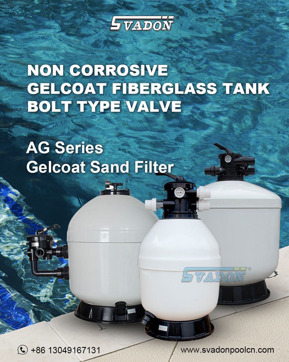 JoeyLeu64188999's tweet image. Svadon Gelcoat Sand Filter

✔ Non corrosive gel coat fiberglass tank.
✔ 6-way or 8-way multi-channel top or side mount valve. 
✔ Made of UV-resistant materials to extend service life. 

#sandfilter #poolsandfilter #gelcoatsandfilter #swimmingpoolfiltration #svadon