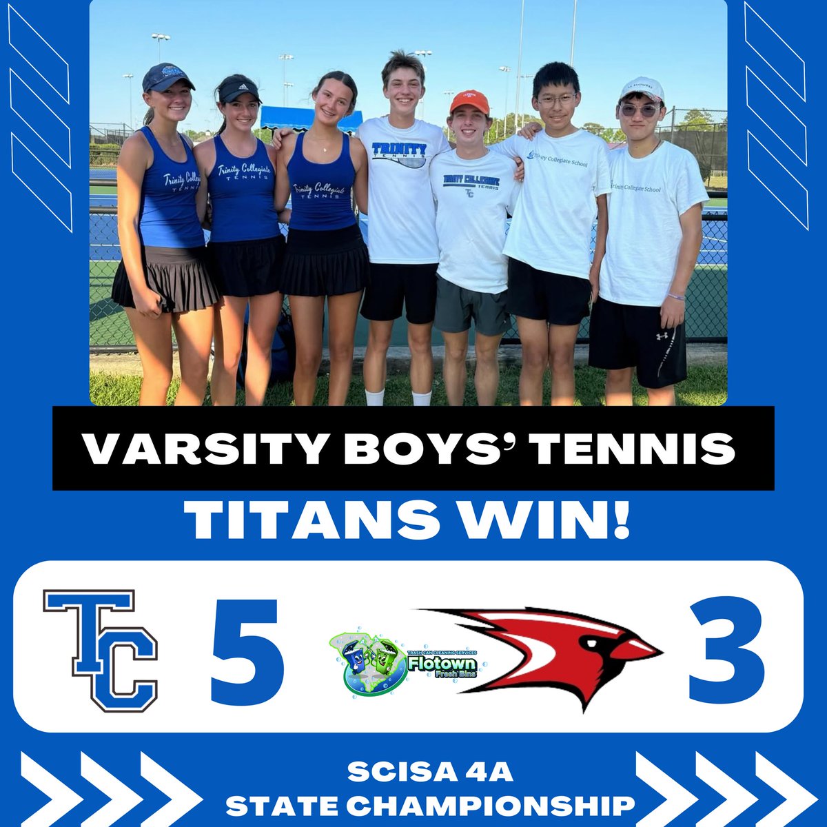 titans_tcs's tweet image. Titans go back-to-back as SCISA 4A Boys’ Tennis State Champions!