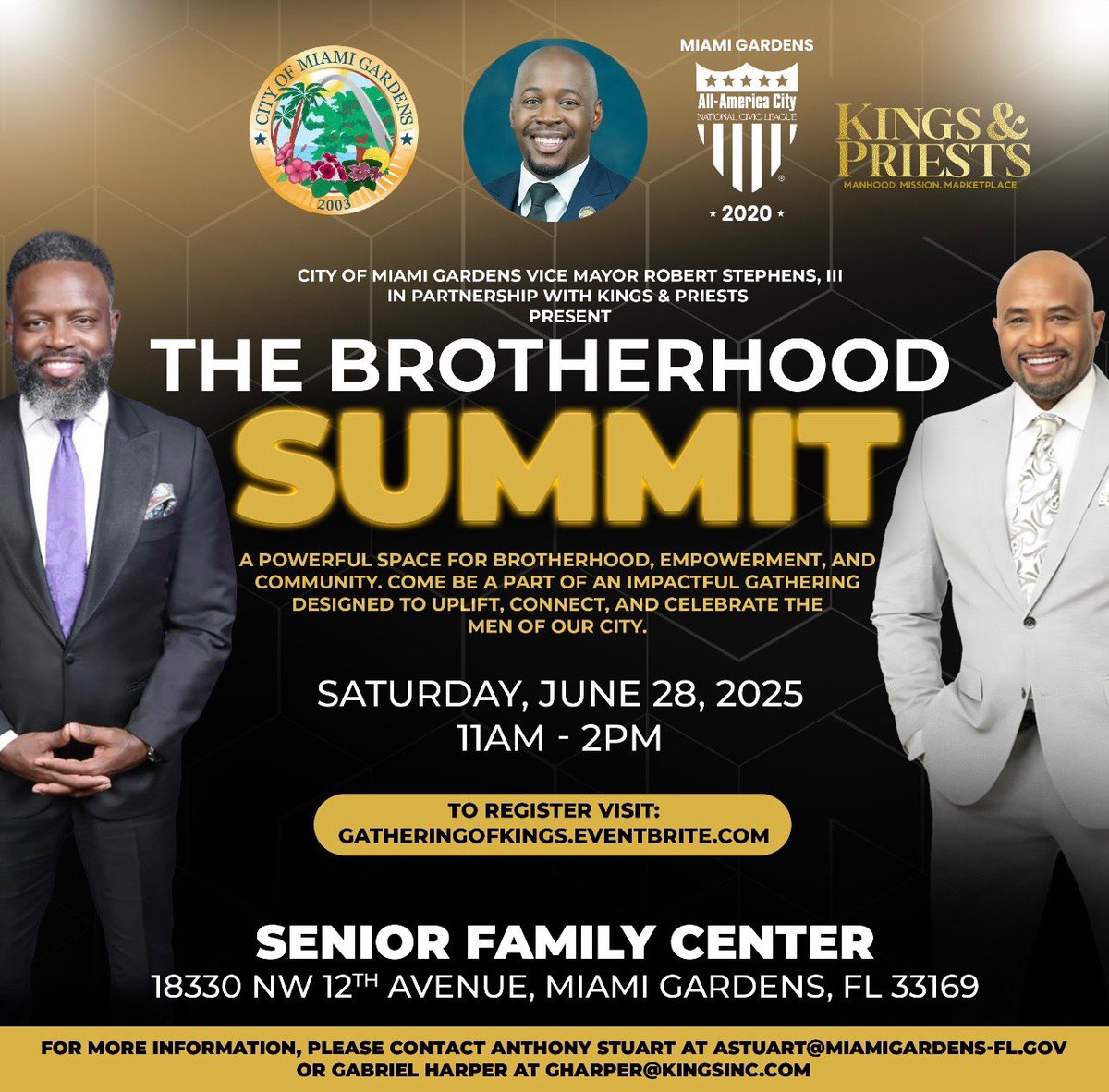 Miami Gardens, let’s move, grow &amp; build! Big events ahead: street renaming, fitness challenge, hiring expo, mental health walk &amp; brotherhood summit. Let’s get it! #MiamiGardensStrong #CommunityFirst #LeadershipInAction
