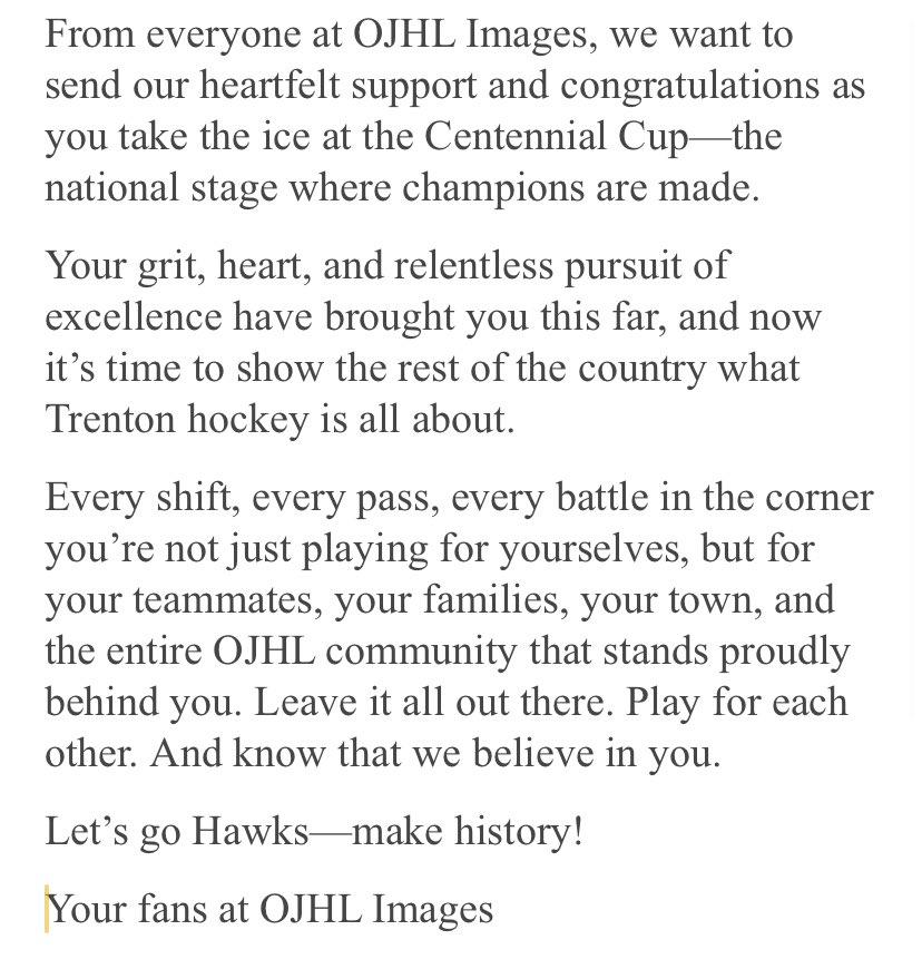 A message from OJHL Images to the <a href="/OJHLGoldenHawks/">Trenton Golden Hawks</a>