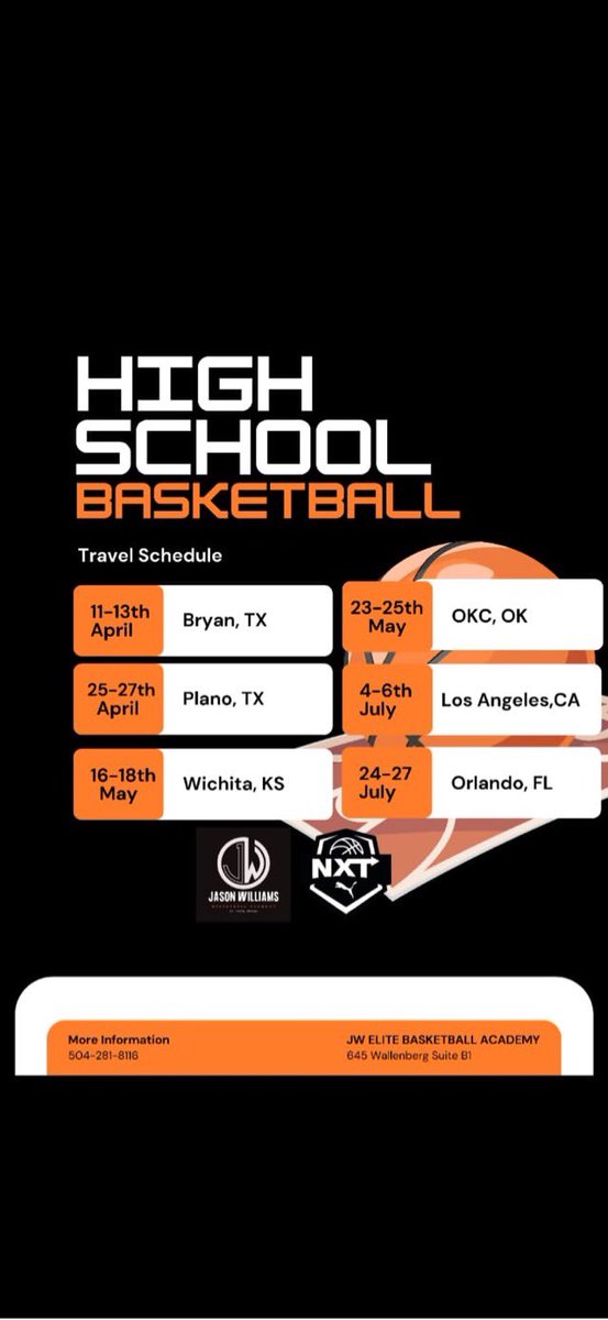Looking forward to our upcoming tournaments during the live period with <a href="/JWEliteBasketba/">Jason Williams Basketball Academy</a> in the <a href="/NxtProHoops/">NXTPRO Hoops</a> Puma Circuit. Next up, Wichita, Kansas May 16-18.  #11 #AAU #recruitment #CollegeBasketball