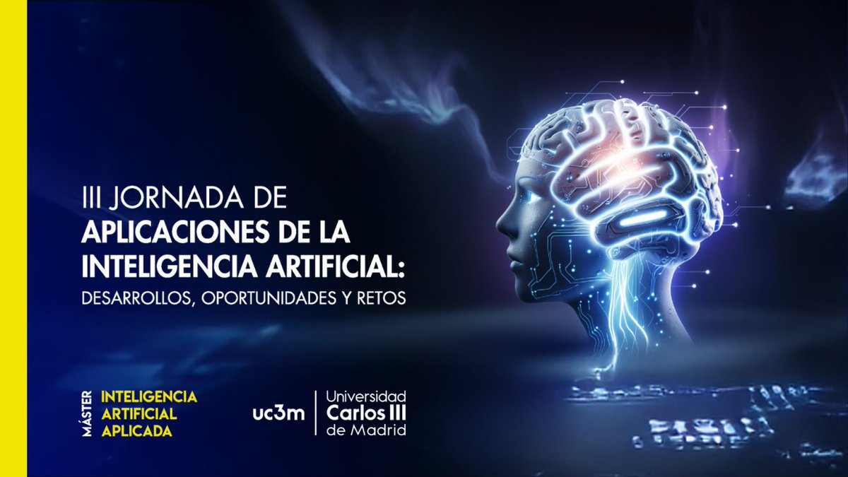 master_uc3m's tweet image. ✅ El Máster en Inteligencia Artificial Aplicada te invita a la &quot;III Jornada de Aplicaciones de la IA&quot; este viernes 9 de mayo a partir de las 16:00h en el 📍 Auditorio Campus Puerta de Toledo.

💡 Casos de éxito de empresas como Google, Telefónica, AI Methods y Kindryl
💬 Mesa…