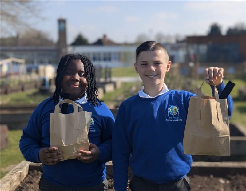Khalif (left) and Kayden have been using their podcast as part of their school project on road safety to promote Sustrans' Big Walk and Wheel to encourage families to commute actively to their primary school.