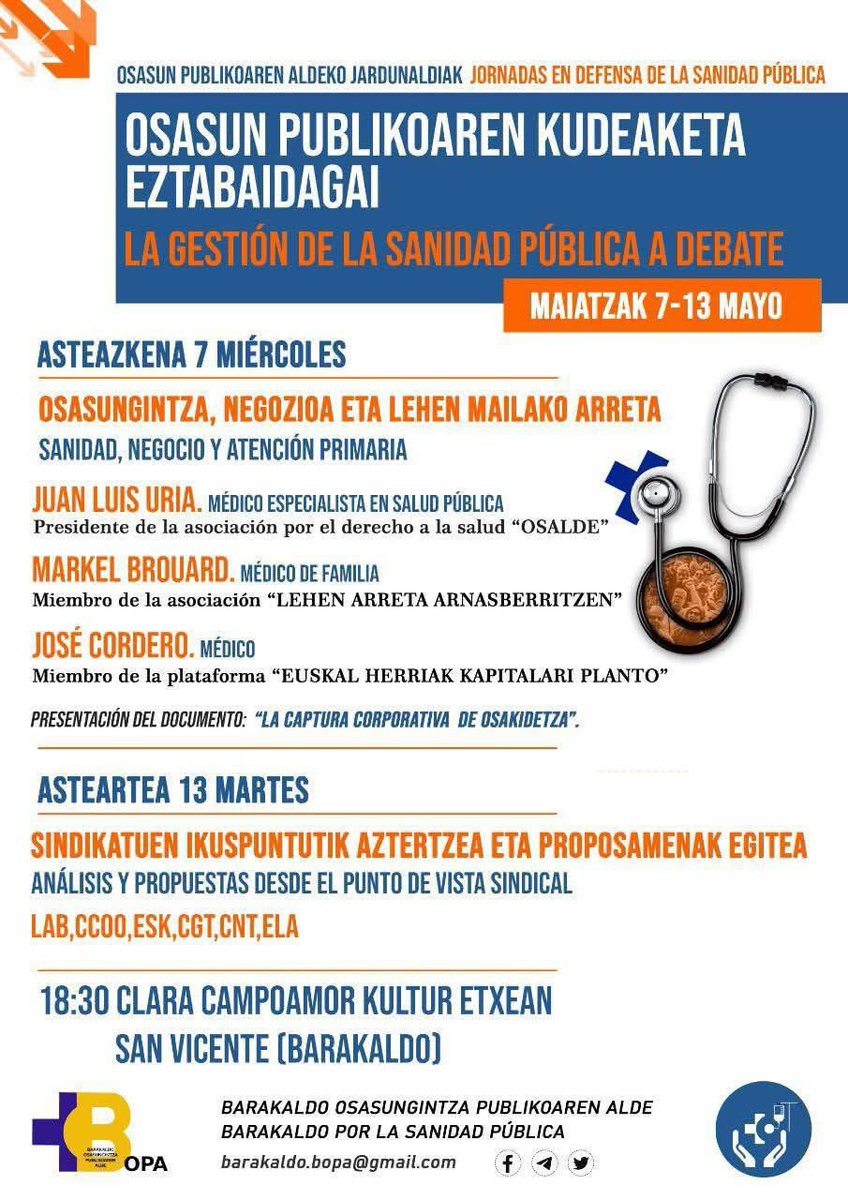 Gaur, 18:30tan, San Vicente (Barakaldo)-ko kuktur Erxeko 9. gelan.

Hoy a las 18:30 en la Sala 9 de la casa de cultura de San Vicente (Barakaldo)