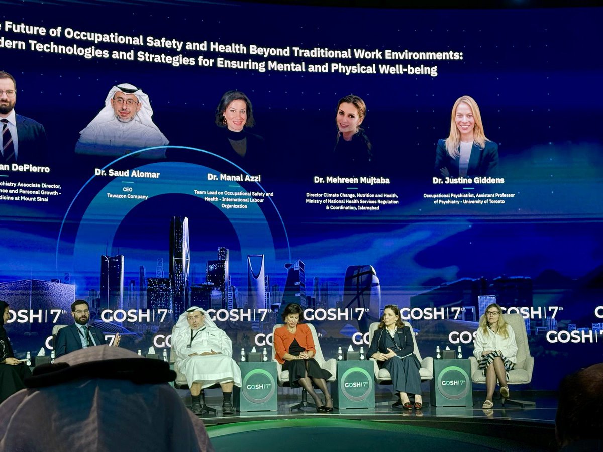 At the 7th Global OSH Conference in Riyadh #GOSH7. Always a transformative experience and innovative achievements and aspirations for the protection of workers. Thank you to the National Council for Occupational Safety &amp; Health, Alfuwaiz Majed Abdullah Aldayel Rayan Alzoreki