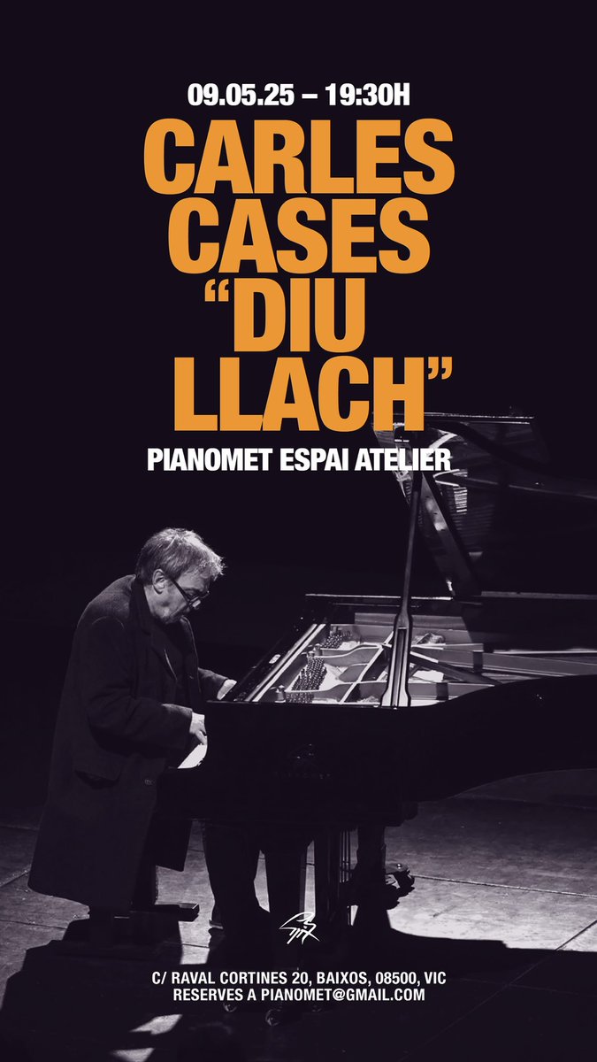 <a href="/CatorzeCat/">Catorze</a> <a href="/lluis_llach/">Lluís Llach</a> Divendres gaudirem de la seva música, de les mans de Carles Cases. Serà una bona felicitació.
Per molts anys !

app.eticko.com/es/pianomet/ev…