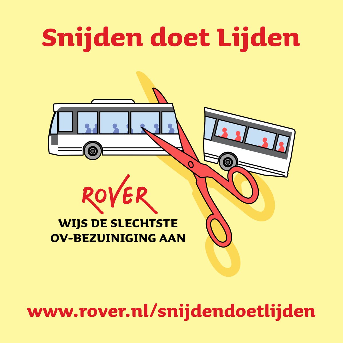 Snijden doet lijden! Wat kun je volgend jaar in jouw provincie gaan merken van de bezuinigingen op het openbaar vervoer? Stem het slechtste voorstel weg en kom in actie! rover.nl/snijdendoetlij…