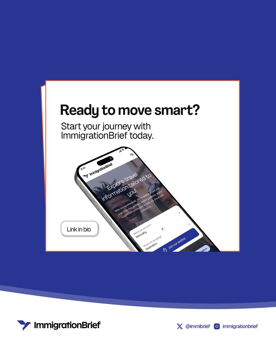 immibrief's tweet image. Navigate migration smarter and easier with ImmigrationBrief 

#ImmigrationBrief #Visahelp #migrationmadesimple #StudyAbroadAfrica #immigrantsmatter #visatips