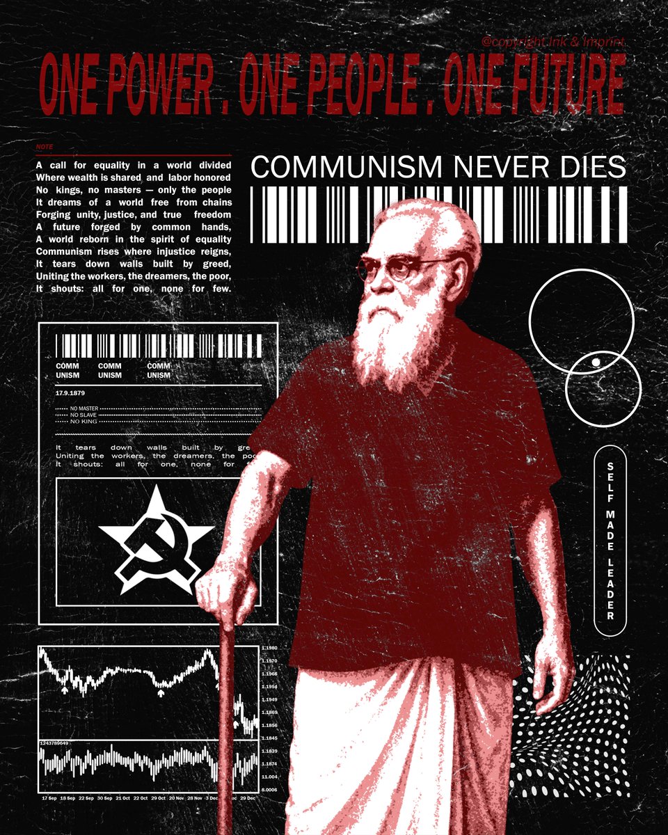 INKIMPRINT000's tweet photo. "Break the Chains. Build the Future."
No Kings. No Masters. Just Power to the People.

#communism #social #Politics #Periyar #Leadership #viral #designs #Indian #movement #posters #Retro #Future #Graphic https://t.co/lmpYJFQZOa