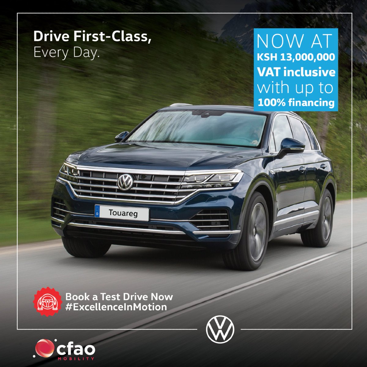 With an imposing stance, intuitive features, and superior craftsmanship, the VW Touareg redefines what it means to drive in style. Now available from Ksh 13,000,000 with up to 100% financing.

📞 0700766660. Book a test drive volkswagen-kenya.com/en/model-overv…
 #ExcellenceInMotion