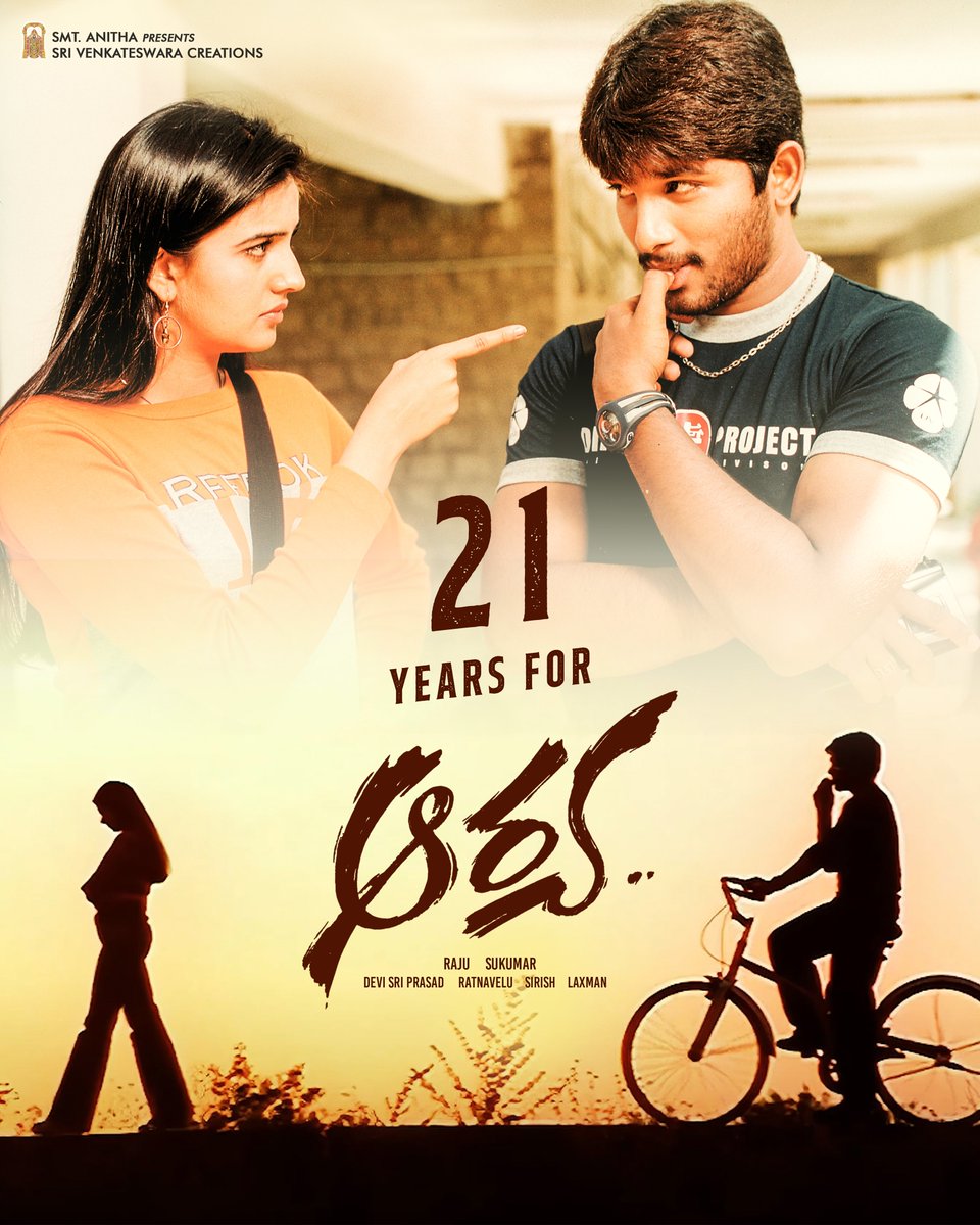 Sri Venkateswara Creations (@svc_official) on Twitter photo Feel my love 💕
21 years and the feel is still fresh!
A pathbreaking love story that changed the game not just a film, but a heartbeat of a generation.
<a href="/alluarjun/">Allu Arjun</a> <a href="/aryasukku/">Sukumar</a> #AnuMehta <a href="/ThisIsDSP/">DEVI SRI PRASAD</a> <a href="/RathnaveluDop/">Rathnavelu ISC</a> <a href="/SVC_official/">Sri Venkateswara Creations</a>
#21YearsForArya Feel my love 💕
21 years and the feel is still fresh!
A pathbreaking love story that changed the game not just a film, but a heartbeat of a generation.
<a href="/alluarjun/">Allu Arjun</a> <a href="/aryasukku/">Sukumar</a> #AnuMehta <a href="/ThisIsDSP/">DEVI SRI PRASAD</a> <a href="/RathnaveluDop/">Rathnavelu ISC</a> <a href="/SVC_official/">Sri Venkateswara Creations</a>
#21YearsForArya
