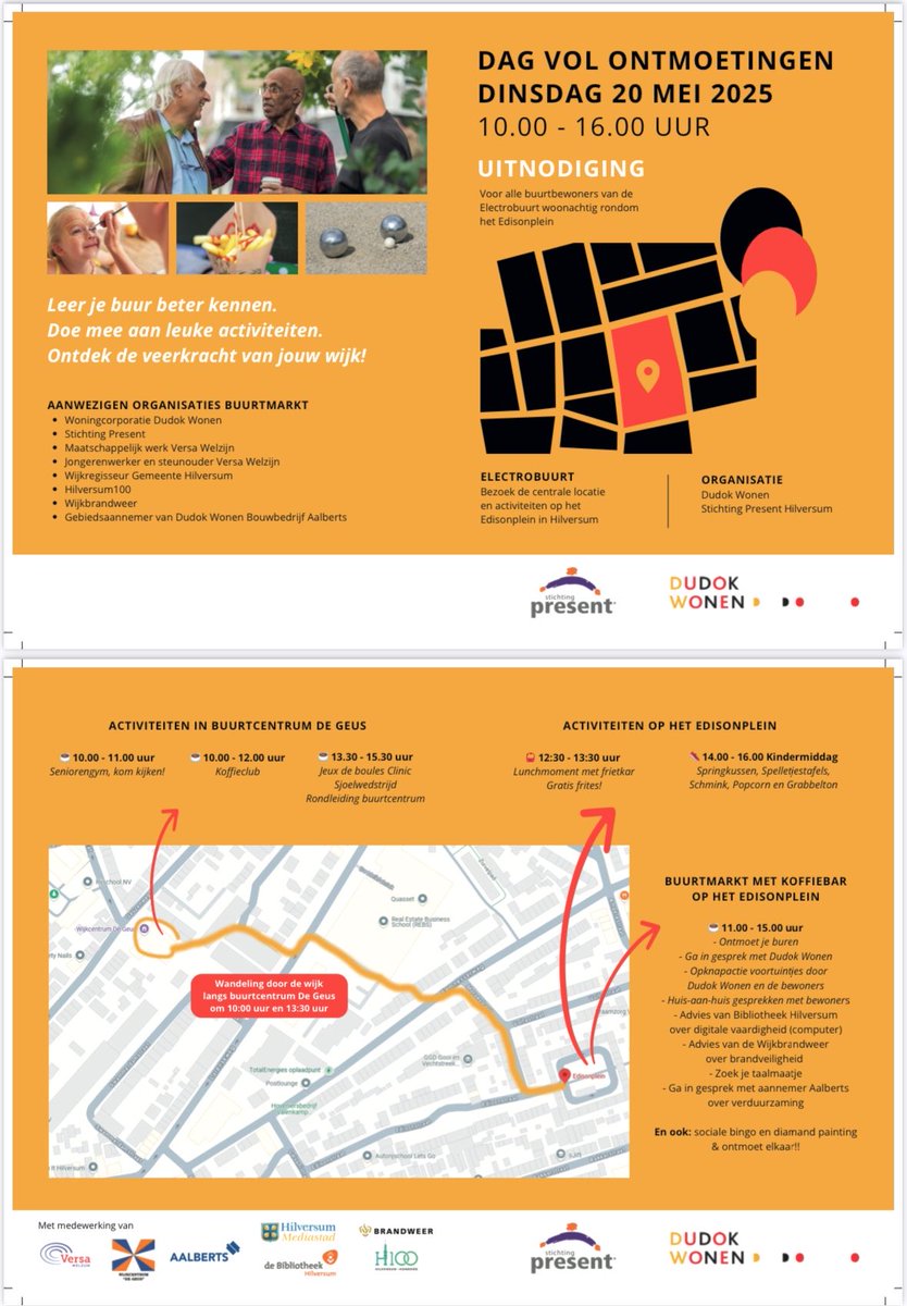 Dag vol ontmoetingen! 👍 , op 20 mei a.s. #Hilversum Oost 1221, in de Electrobuurt ⁦<a href="/dudokwonen/">Dudok Wonen</a>⁩ ⁦<a href="/PresentHsum/">Stichting Present Hilversum/friend4friend</a>⁩