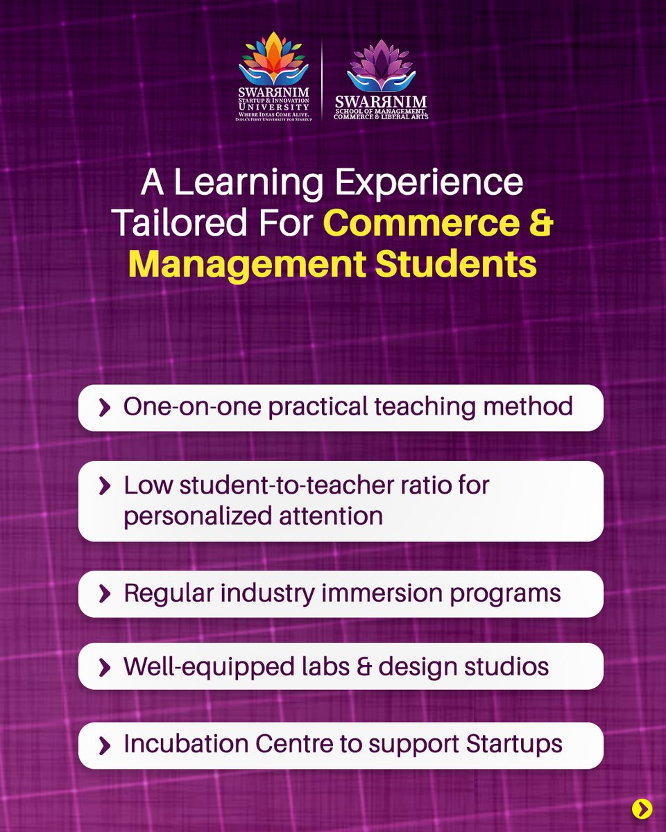 SwarrnimUni's tweet image. Ever wondered what studying Commerce &amp;amp; Management at India&apos;s First University for Startup feels like?  Swipe through to experience a learning journey tailored just for you!
.
#SwarrnimUniversity #StartupUniversity #CommerceAndManagement #BBAAdmissions #MBAAdmissions