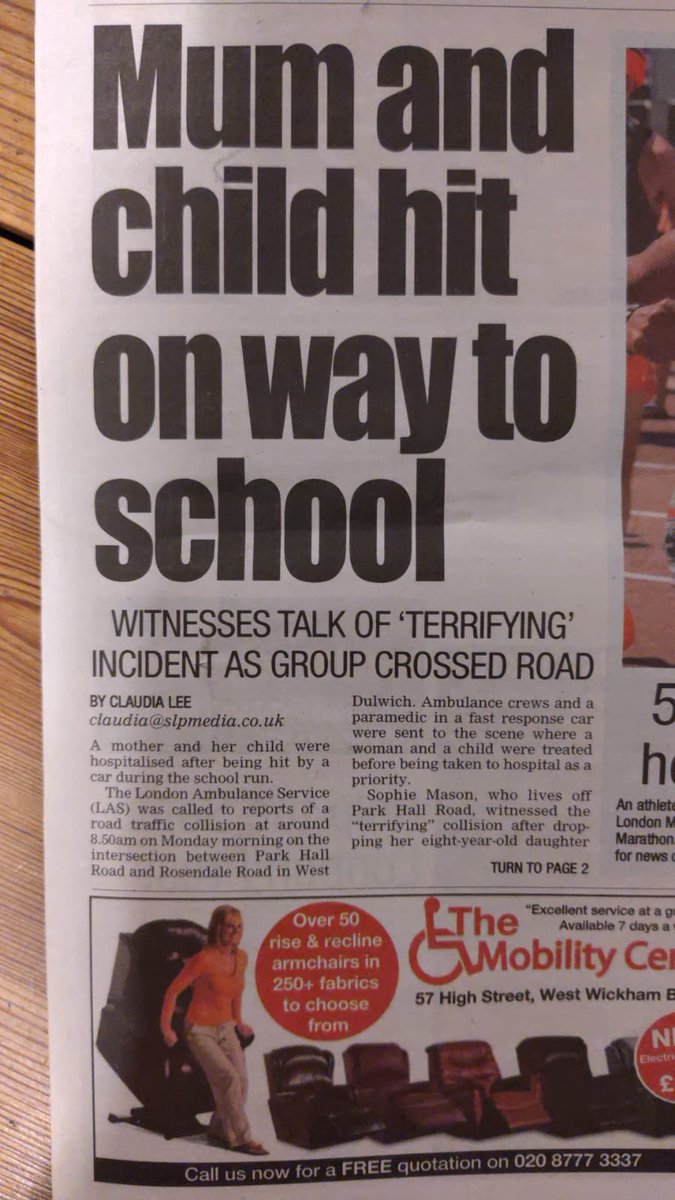 Last week a mother and child were hit by a driver whilst walking to school  in west Dulwich/ Gipsy Hill. They were taken to hospital as a priority. 

We shouldn’t be asking families to face danger &amp; bodily harm on these daily essential journeys.  

#saferoutes #visionzero