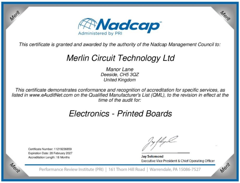 MerlinPCB's tweet image. Merlin Circuit Technology are proud to announce that it has passed NADCAP audit (2nd year Merit status) This achievement would not have been possible without Merlin’s dedicated team and demonstrates our ongoing commitment to quality within the Aerospace and Defence sectors.