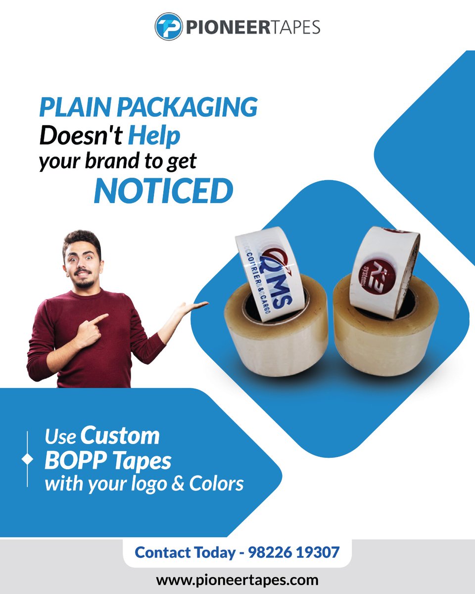 PioneerTapes's tweet photo. 🚫Plain packaging is out.
✅Custom BOPP Tapes are in!
Add your logo, colors &amp; identity with Pioneer Custom BOPP Tapes and get your brand noticed

📞 Contact us today: 98226 19307
🌐 https://t.co/PZQl2cz8UP

#CustomBOPPTape #PrintedTape #PackagingSolutions #LogoTape https://t.co/OzKUbnJbRl